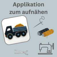 Lastwagen Häkelapplikation, gehäkelter LKW Aufnäher, Fahrzeug Applikation für Kinder Bild 4
