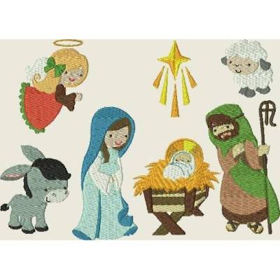 Stickdatei Jesus Geburt Weihnachten Ostern 268  Engel Schaf  Esel Maschinenstickerei