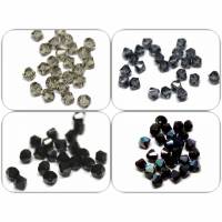 25 Böhmische Glasschliff Bicones, 4 mm, jet AB, jet, black diamond oder smoke Bild 1