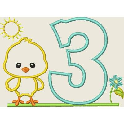 Stickdatei Ostern 3 Geburtstagszahl Zahl Maschinenstickerei 13x18 / 5x7"