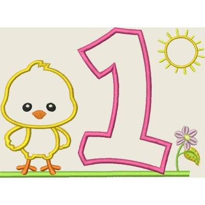 Stickdatei Ostern 1 Geburtstagszahl Zahl Maschinenstickerei 5x7"  13x18cm