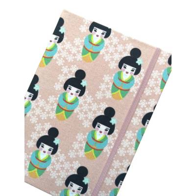 Notizbuch Tagebuch Kladde Hardcover A5 Stoff stoffbezogen Stoff Motiv Geisha Japan asiatisch "Cute Geisha" Geschenk Ostern Weihnachten
