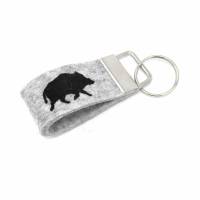 Schlüsselanhänger großes Wildschwein Keiler Wollfilz personalisiertes Geschenk mini klein kurz Bild 1