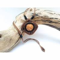 Makramee Halskette mit Holz und Onyx Bild 1