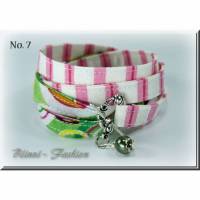 Wickelarmband aus Stoff mit Perlenanhänger, Schmuck, Armband, Textilschmuck by Blinni-Fashion Bild 1