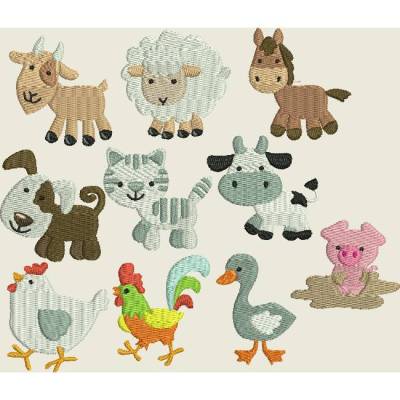 Stickdatei Bauernhof 5 Pferd,Kuh, Huhn, Hahn, Gans, Hund Katze Schwein Schaf 171