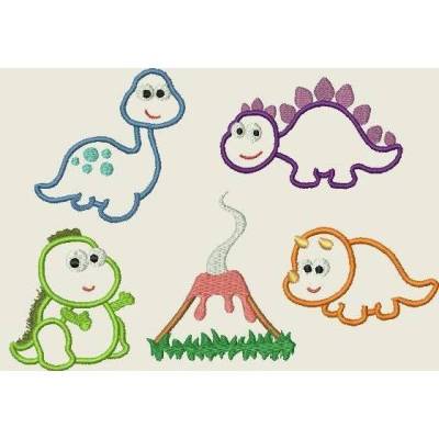 Stickdatei Dinoland 10x10cm 4x4"   Applikation Dinsaurier Maschinestickerei Dino Set 203