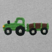 kleiner Traktor mit Anhänger , Häkelapplikation Trecker für Jungen, Applikation für Kinder Bild 2