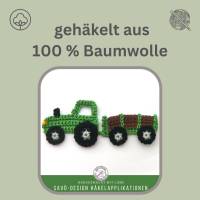 kleiner Traktor mit Anhänger , Häkelapplikation Trecker für Jungen, Applikation für Kinder Bild 5