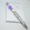 Kugelschreiber, Perlenkugelschreiber grau, lila, silberfarben, Kuli, Kulli, Perlenkuli, Perlenkulli Bild 2