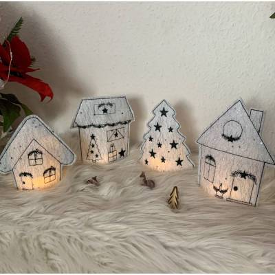 Stickdatei Winterdorf Weihnachten Lichthaus 3 In the Hoop – Haus Set 768 für Stickmaschine 13x18