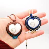 Makramee-Halskette "Herz" mit Shiva-Auge in zwei Varianten Bild 4