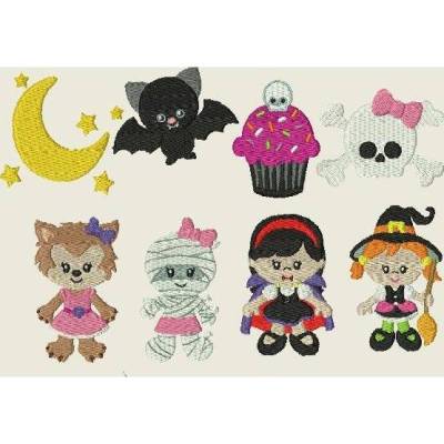 Stickdatei Halloween Hexe, Vampir, Totenkopf Set 3 Maschinenstickerei  Werwolf Muffin