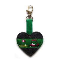 Taschenbaumler Golf Golfer Herz-Anhänger Schlüsselanhänger Taschenanhänger  aus Filz und Webband Bild 1
