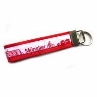Schlüsselanhänger Schlüsselband Anhänger "Münster" in schwarz/weiß oder rot/weiß aus Baumwollstoff und Webband Bild 1