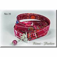 Wickelarmband aus Stoff mit Perlenanhänger, Schmuck, Armband, Textilschmuck Bild 1