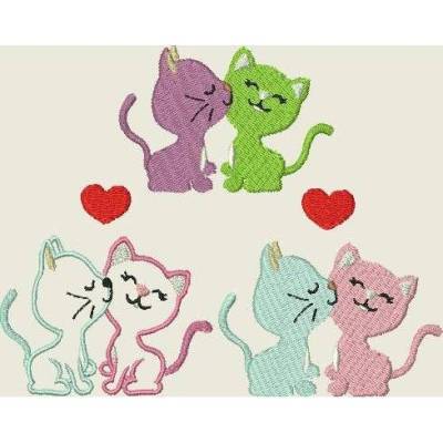 Stickdatei Katze * Katzen in Love *191 Maschinenstickerei