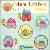 Digitale Stickserie Turtle Home 10x10 cm (4x4") Stickrahmen Bild 1