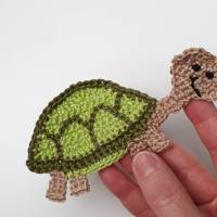 Schildkröte Applikation, Häkelapplikation für Kinder, Tier Aufnäher Patch Bild 4