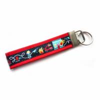 Schlüsselanhänger Schlüsselband "Feuerwehr" in schwarz oder rot aus Baumwollstoff und Webband Bild 1