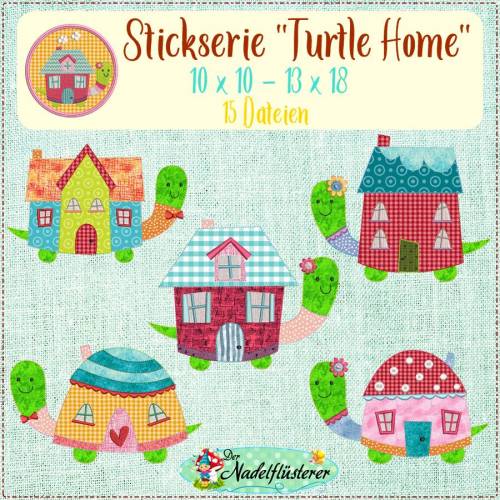 Digitale Stickserie Turtle Home 10x10 - 13x18 cm (4x4 - 5x7") Stickrahmen