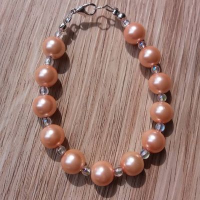 Armband, champagnerfarben, transparent, Glasperlen, Perlenarmband, Glasperlenarmband, Glasperlenschmuck, Perlenschmuck