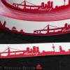 Hamburg Skyline Webband rot/weiß Bild 2