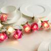 Lichterkette kleine Rosen himbeer-grau, Hochzeitsdeko, Tischdeko, Geschenk Hochzeit Bild 8
