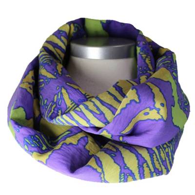 Loopschal Viskose Seide Loop Sommer Schal Lila Goldgrün