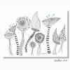 Original Crazy Flowers gezeichnet mit Fineliner, verrückte Blumen ungerahmt für Ihre Wandkunst, Illustration, Schwarz/Weiß Zeichnungen, Wandkunst Bild 2