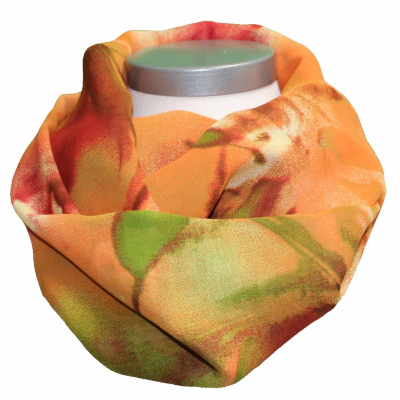 Loopschal Viskose Blumen Sommer Loop Orange Rot Grün Terracotta