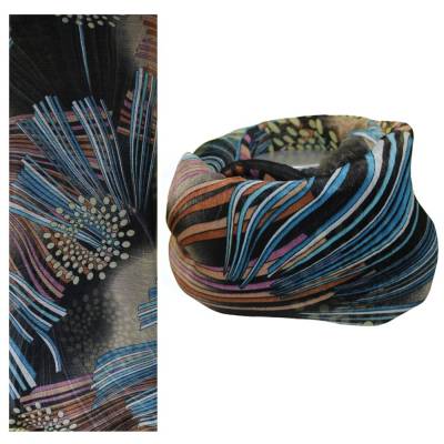 Loopschal Chiffon Peacock Schwarz Türkis Braun – Damen Sommer Loop von la miscela