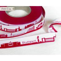 Stuttgart Skyline Webband rot/weiß Bild 1
