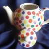 Teekanne kleine bunte Punkte mit passendem Stövchen,Teeset,Kaffepause,Frühstück Bild 6