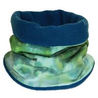 Loop Halswärmer Herbst Winter Batik Jersey Boucle Fleece blau türkis grün Bild 1