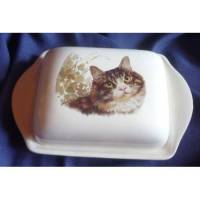 Butterdose mit getigerter Katze Bild 1