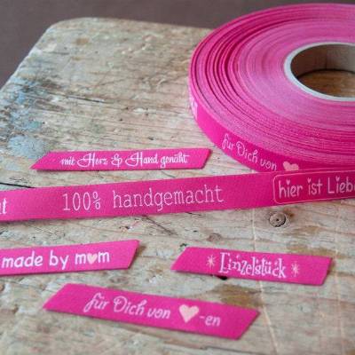 Webband/Label/Etikett Unikat pink