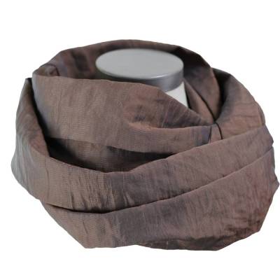 Sommer Damen Loopschal Metallic Braun-Grau Crash – federleichter Seiden-Schlauchschal