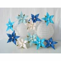 Lichterkette blau türkis weiß, Dekoration Taufe Tischdeko, Geschenk zur Geburt Bild 1