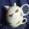 Teekanne mit Tasse als Set Schmetterlinge,Tee,Frühstück,Unikat Bild 3