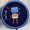 Button Klettbutton Set für Schulranzen Kletti Roboter blau personalisierbar Bild 3