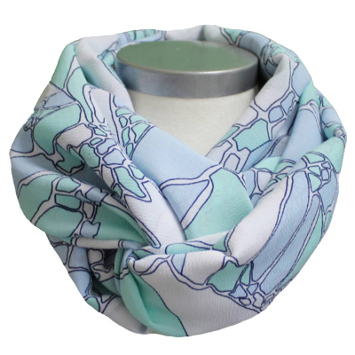 Loopschal in Pastelltönen Hellblau Mint Weiß