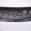 Schwarz- weißer Ledergürtel mit einpunzierter Blumenranke 4cm Breite HANDARBEIT Bild 3