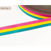 1m (2,40EUR/m) Webband türkis/gelb/pink Streifen Bild 1