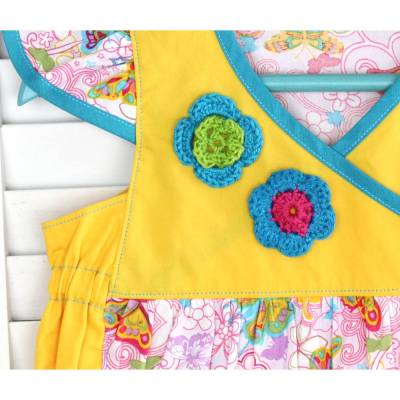 Sommerbluse - 98/104 Bluse gelb-bunt -Schmetterling- von olilu