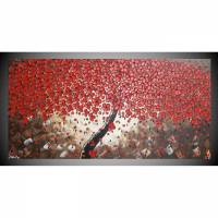 Acrylbild auf Leinwand Bild abstrakt Baum mit roten Blumen Leinwandbilder Wandbilder Wanddeko Bilder für Wohnzimmer by ilonka Bild 1