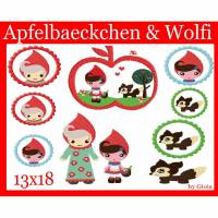 Stickdatei Apfelbaeckchen & Wolfi für 13x18 Bild 1