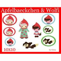 Stickdatei Apfelbaeckchen & Wolfi für 10 x 10 Bild 1