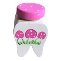 Milchzahndose Zahndose für Milchzähne Eulen -Fliegenpilze weiss pink Bild 2