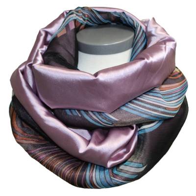 Loopschal Satin Chiffon Viskose uni Rose Loop Schal gemustert
